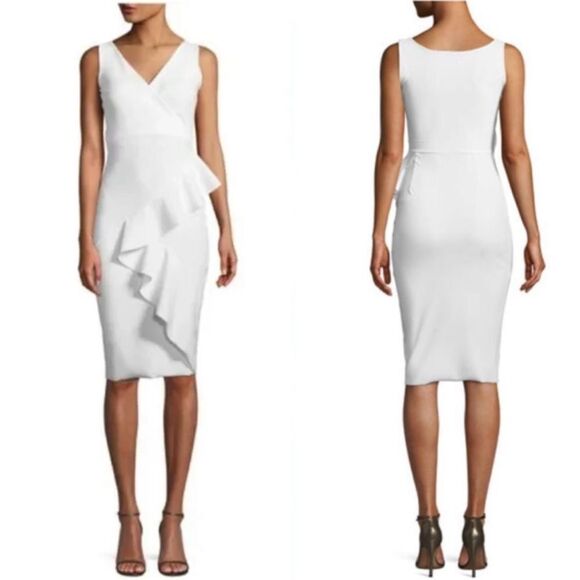NWT Chiara Boni La Petite Robe CEREN White Wrap Ruffle Midi Dress IT48/ US 12 - Picture 14 of 14